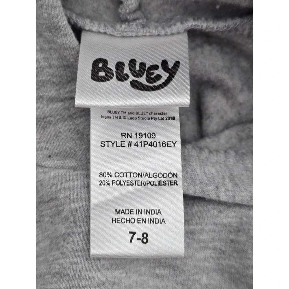 Bluey Sweatshirt Joggers Set Girls Boys 7/8 Long Sleeve Blue Gray Graphic Outfit